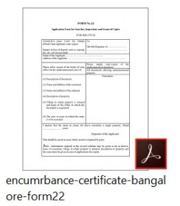 Form 22 encumbrance certificate bangalore download
