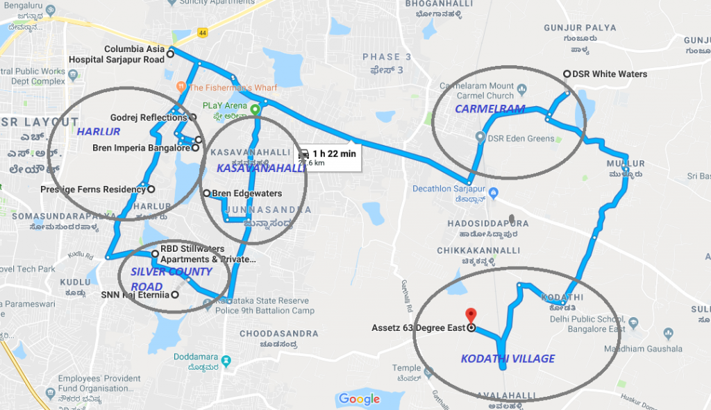 Top Sub Localities in and around Sarjapur Road